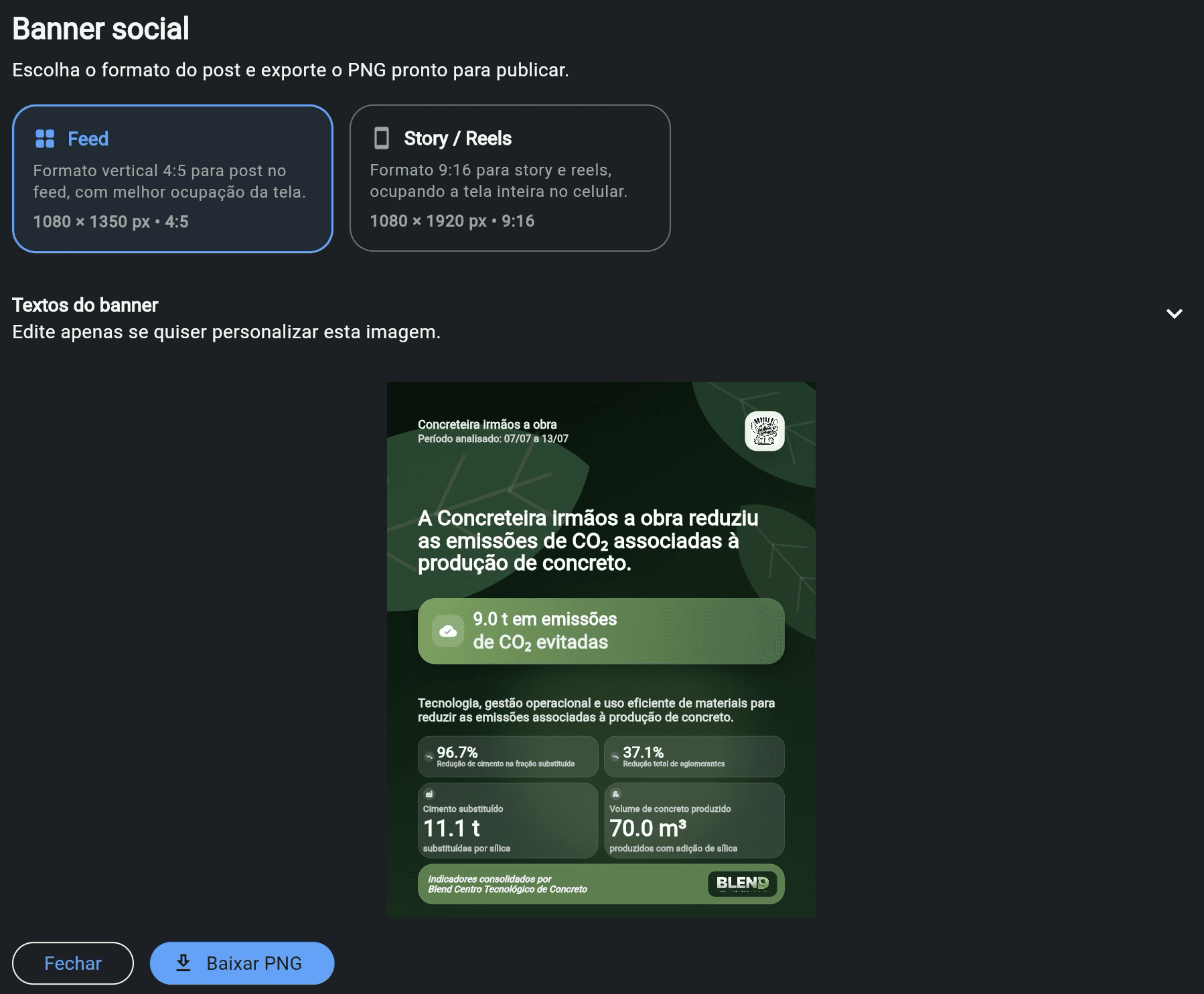 Geração de banner de resultados do Blend App